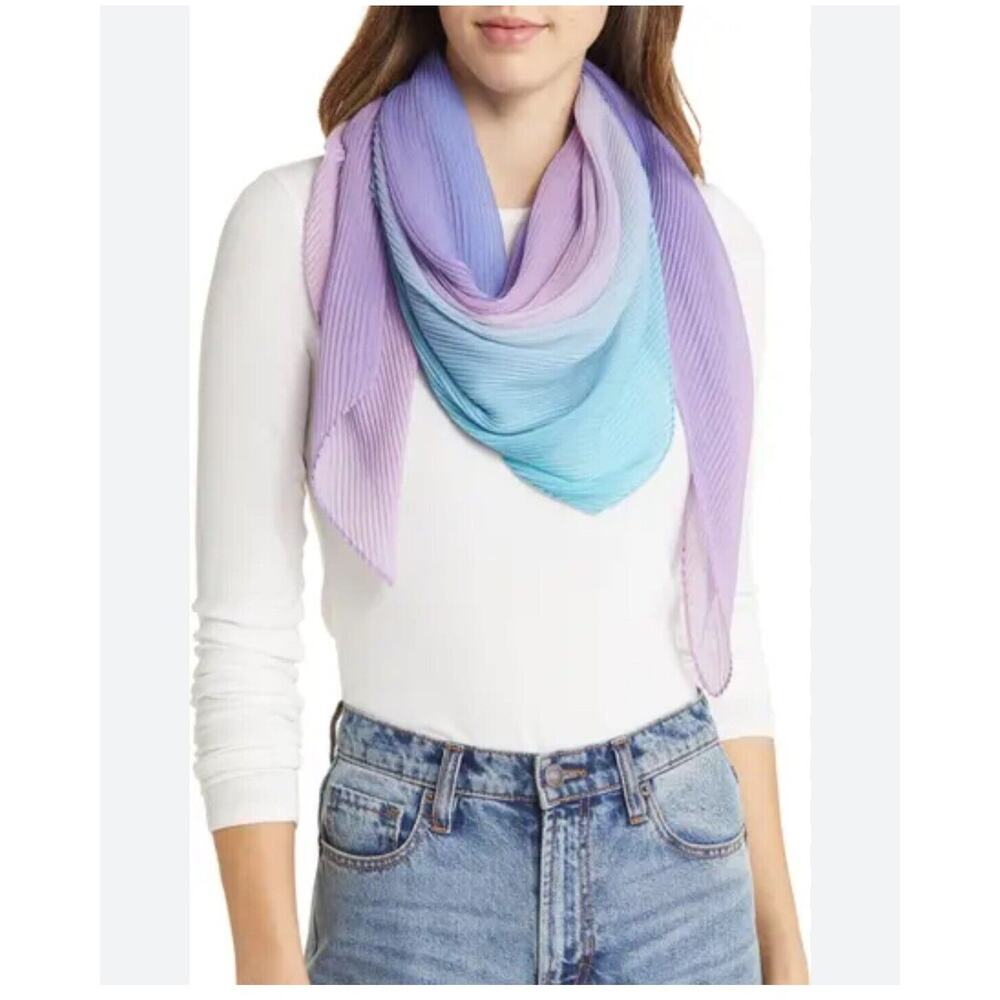 Nordstrom Pleated Square Scarf Diffused Color 44" X 43"